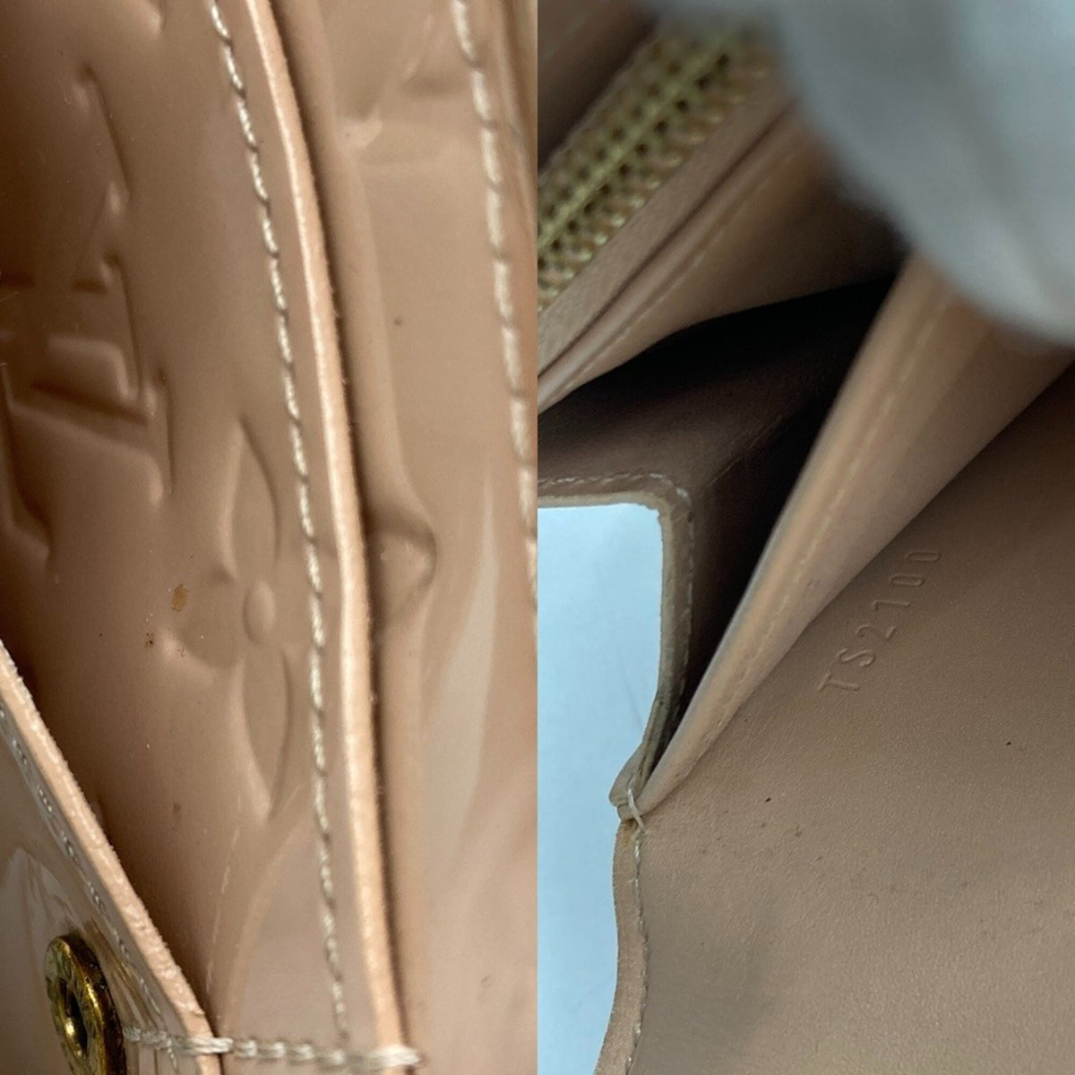 Louis Vuitton Vernis Beige Patent Leather Long Wallet (Bi-Fold) (Pre-Owned)