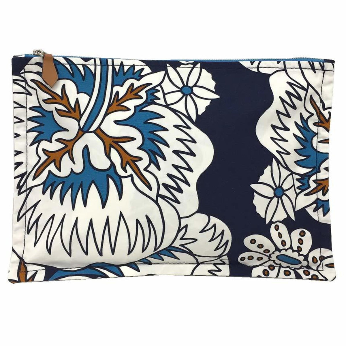 Hermes Navy White Cotton Canvas Pouch (Pre-Owned)
