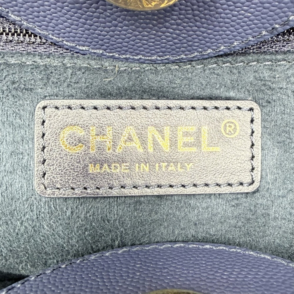 Chanel Blue Navy Grained Calfskin Handbag Shoulder Bag Tote Bag (Pre-Owned)