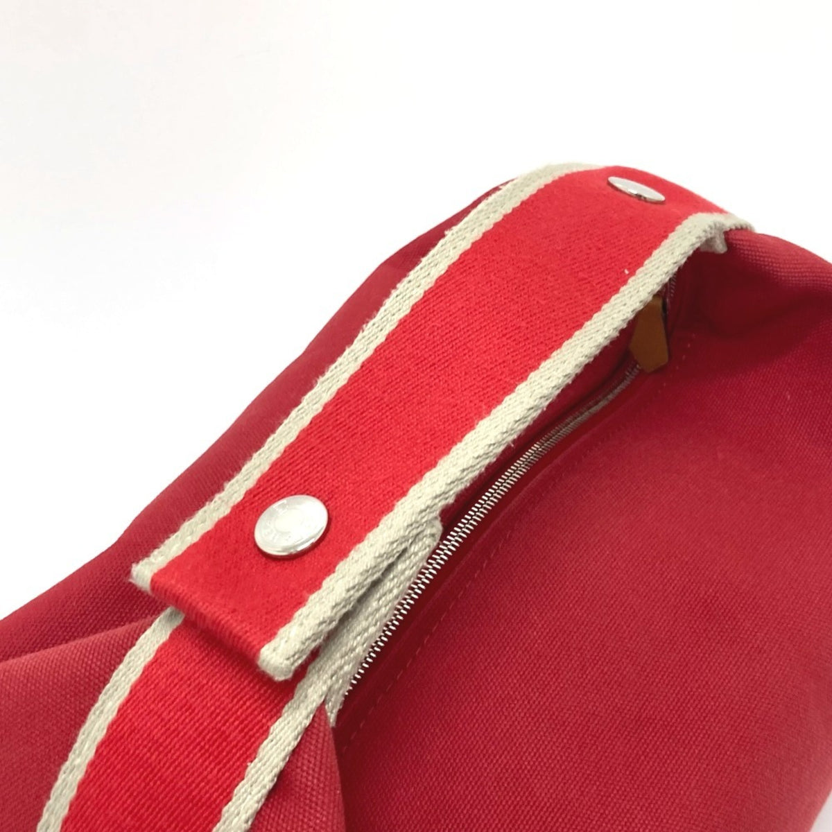Hermes Red Color Canvas Handbag Shoulder Bag Vanity Bag (Pre-Owned)