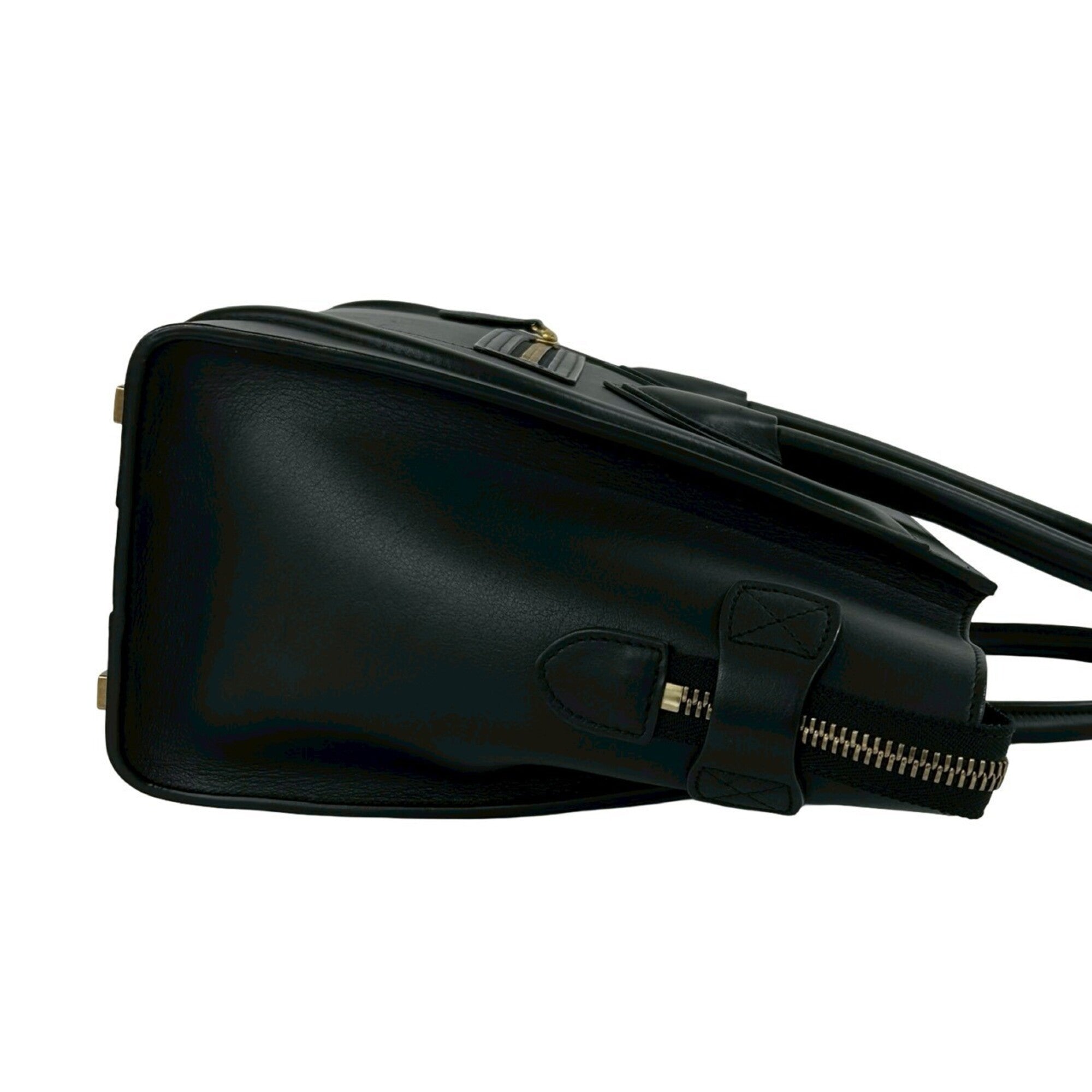 Celine Black Leather Boston Bag Handbag Tote Bag (Pre-Owned)