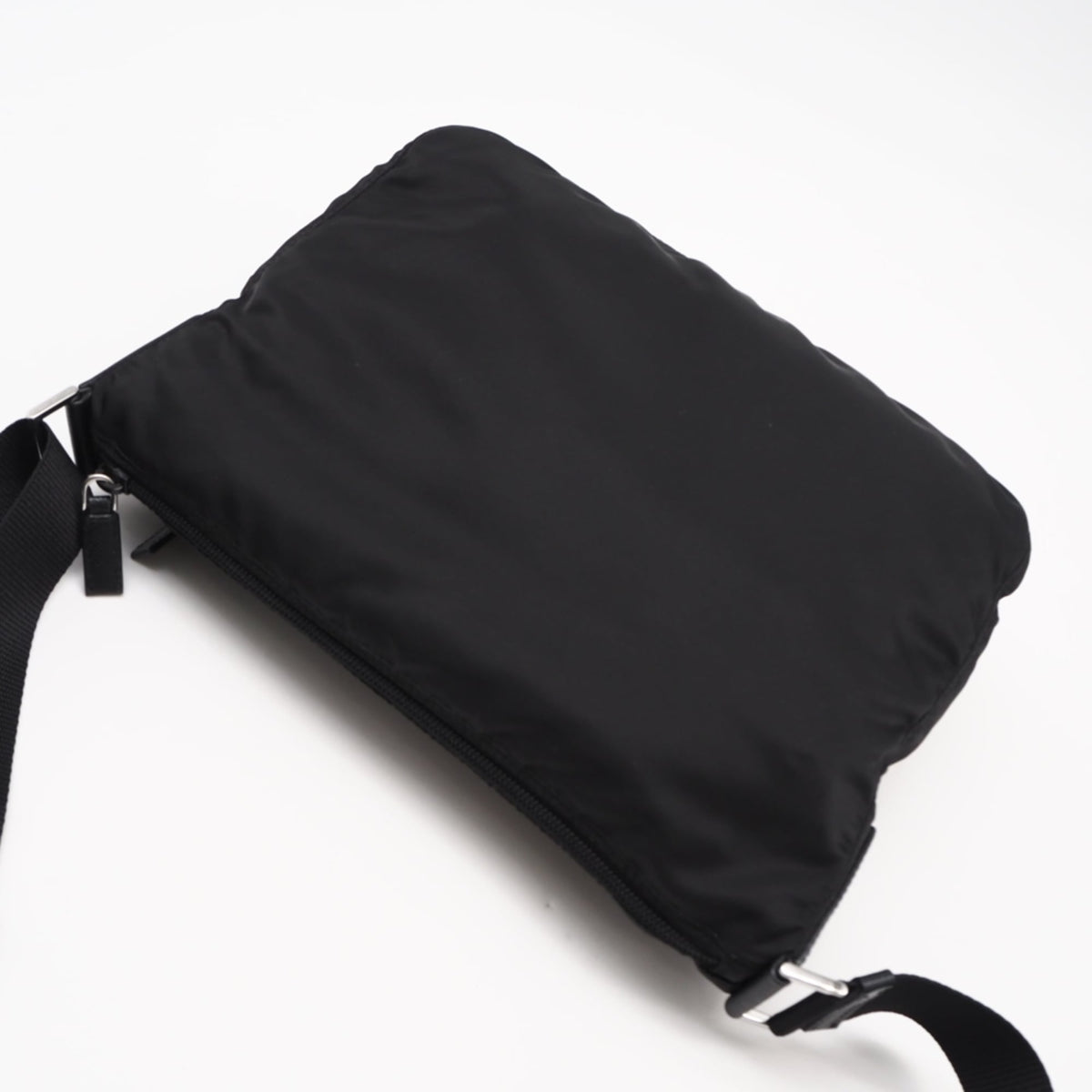 Prada Saffiano Black Nylon Leather Shoulder Bag (Pre-Owned)