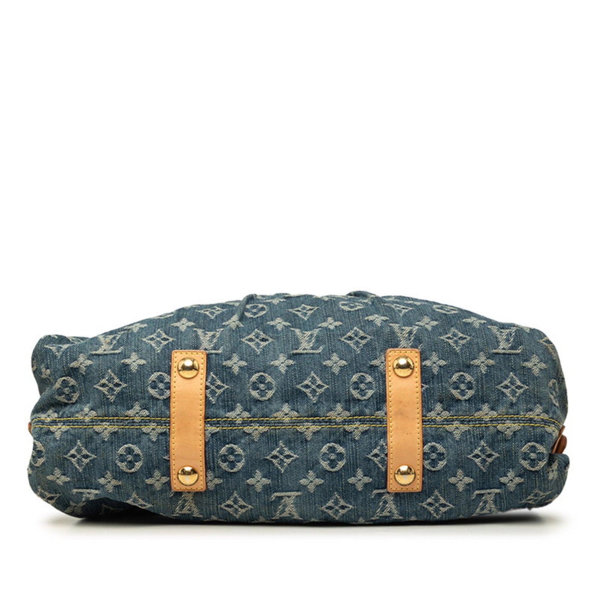 Louis Vuitton Blue Denim Leather Handbag Tote Bag (Pre-Owned)