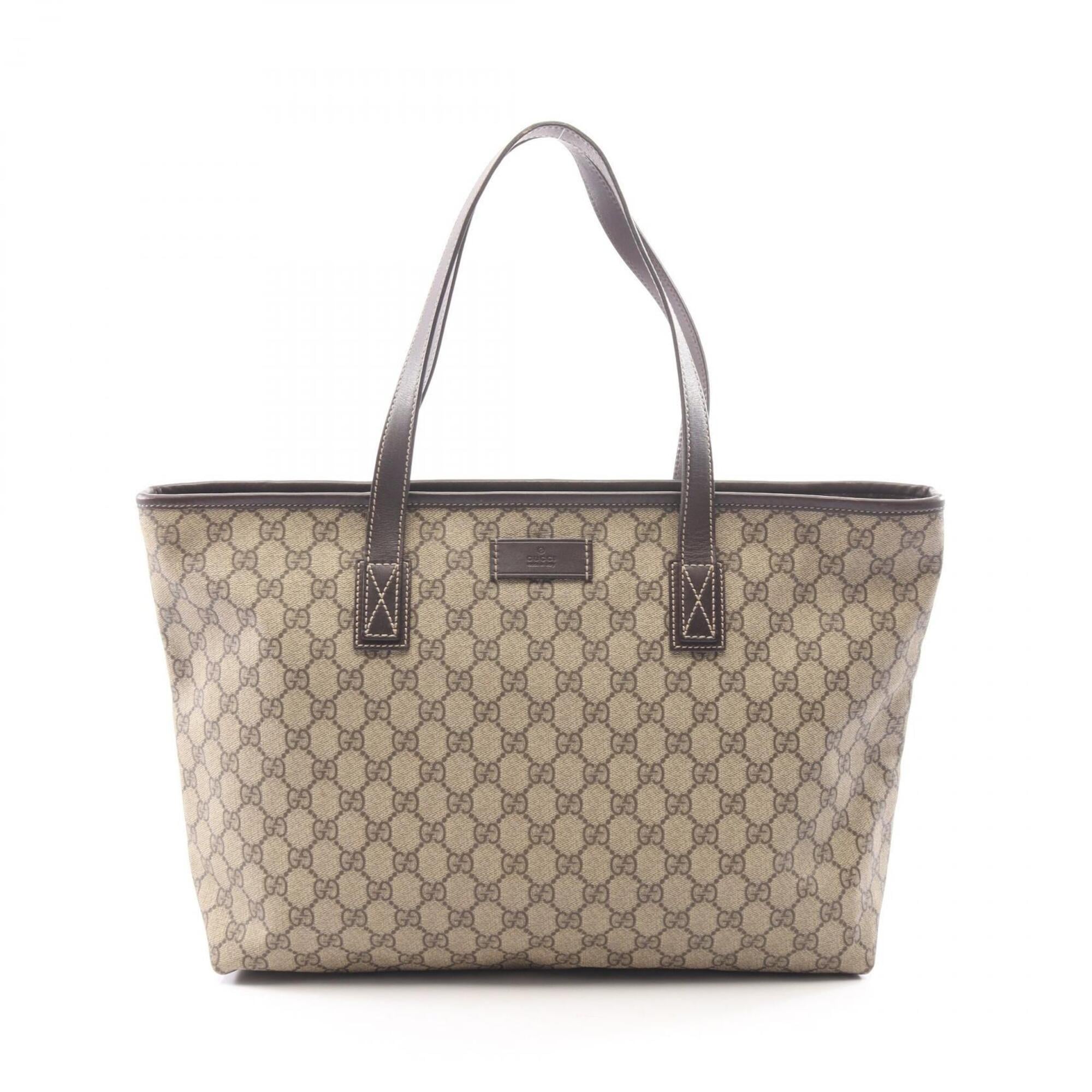 Gucci Beige Brown Pvc Coated Canvas Leather Tote Bag (Pre-Owned)