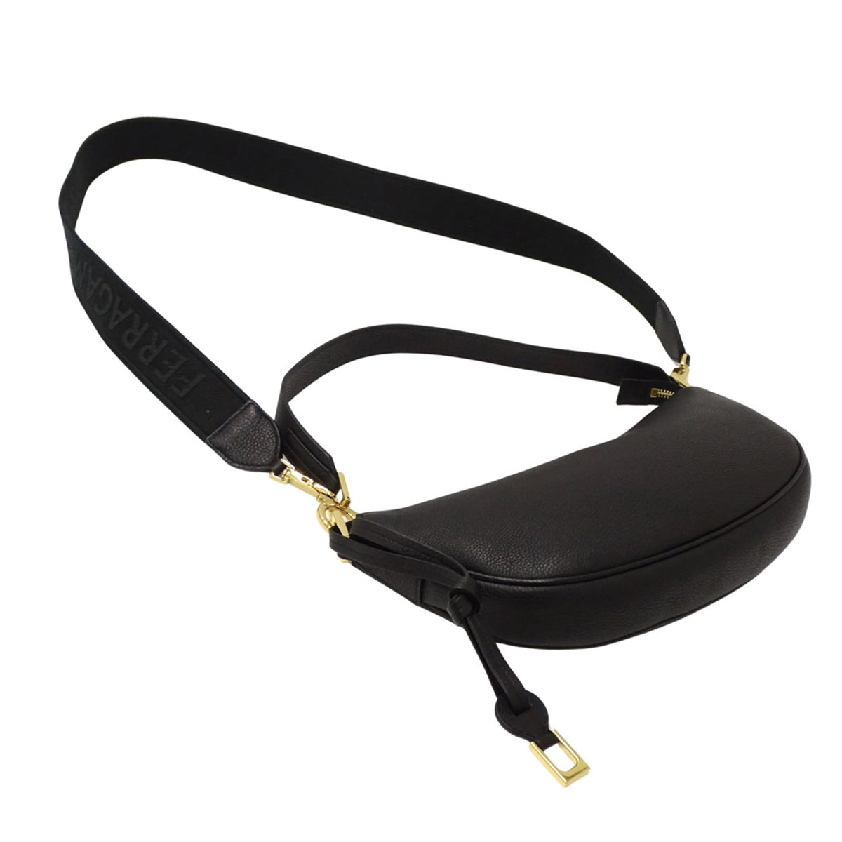 Salvatore Ferragamo Black Leather Handbag Shoulder Bag (Pre-Owned)