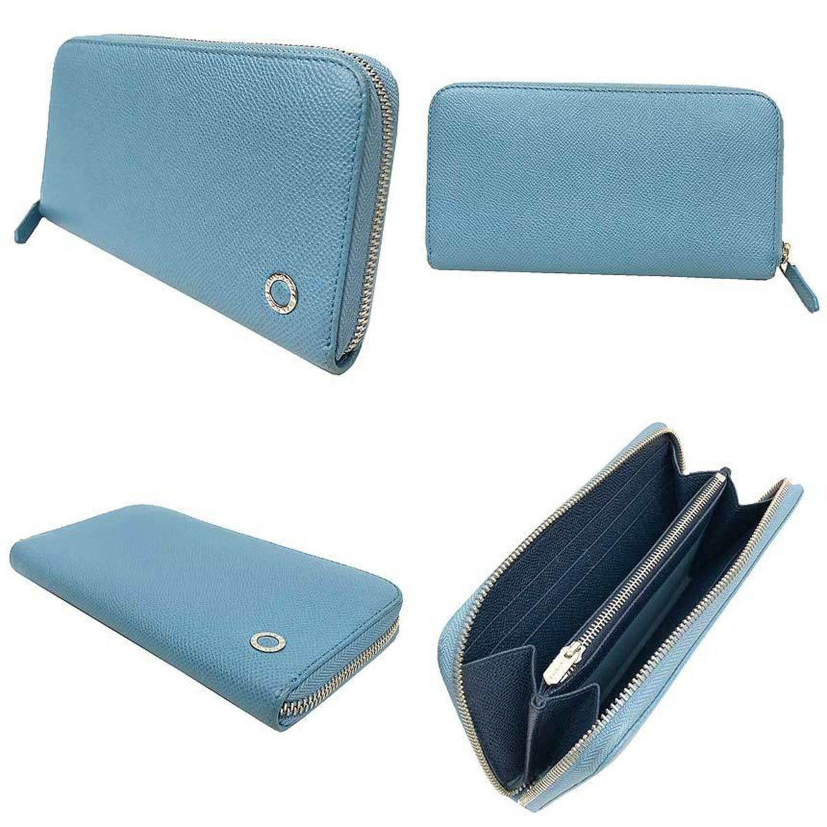 Bvlgari Light Blue Leather Long Wallet (Bi-Fold) (Pre-Owned)