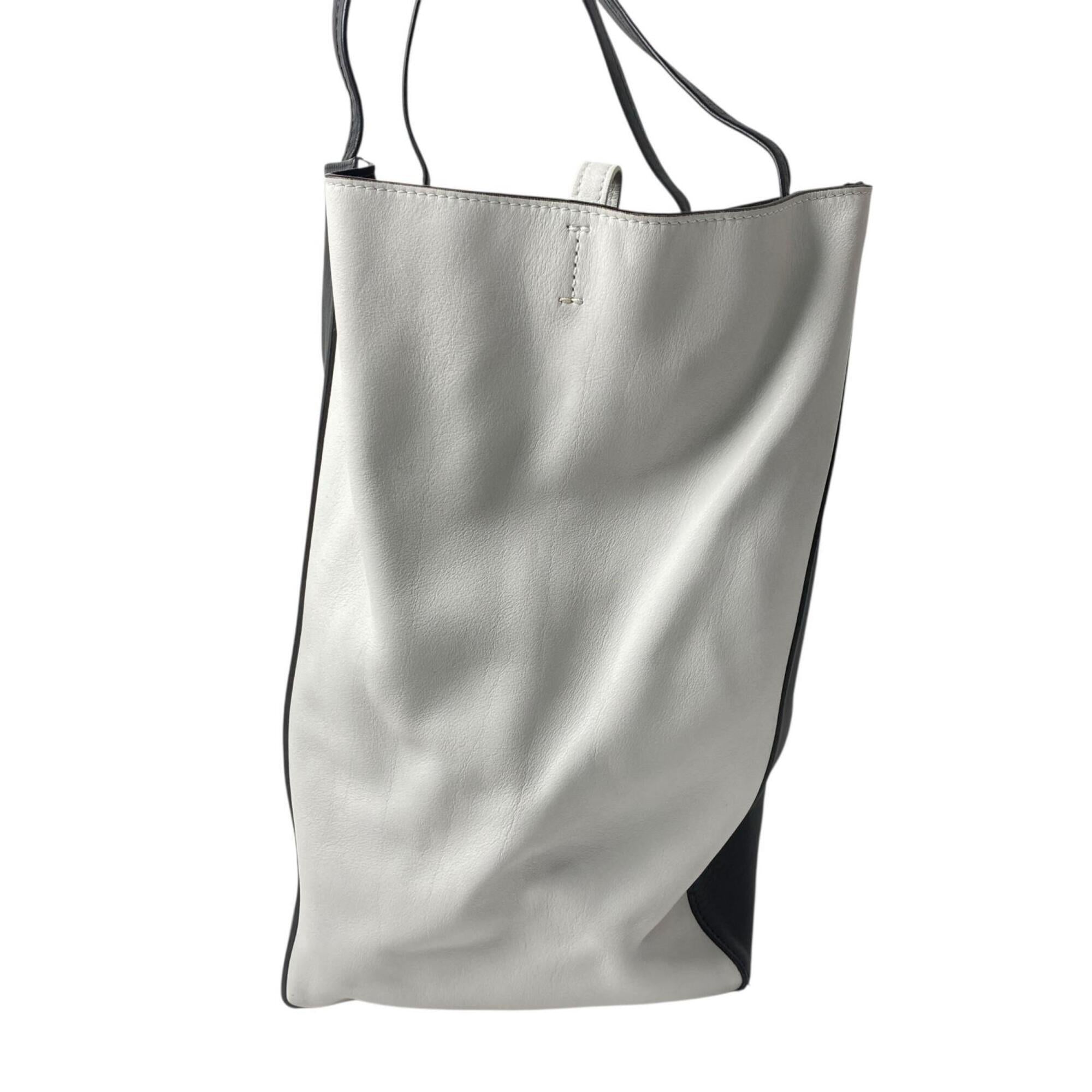 Celine Black White Leather Pouch Tote Bag (Pre-Owned)