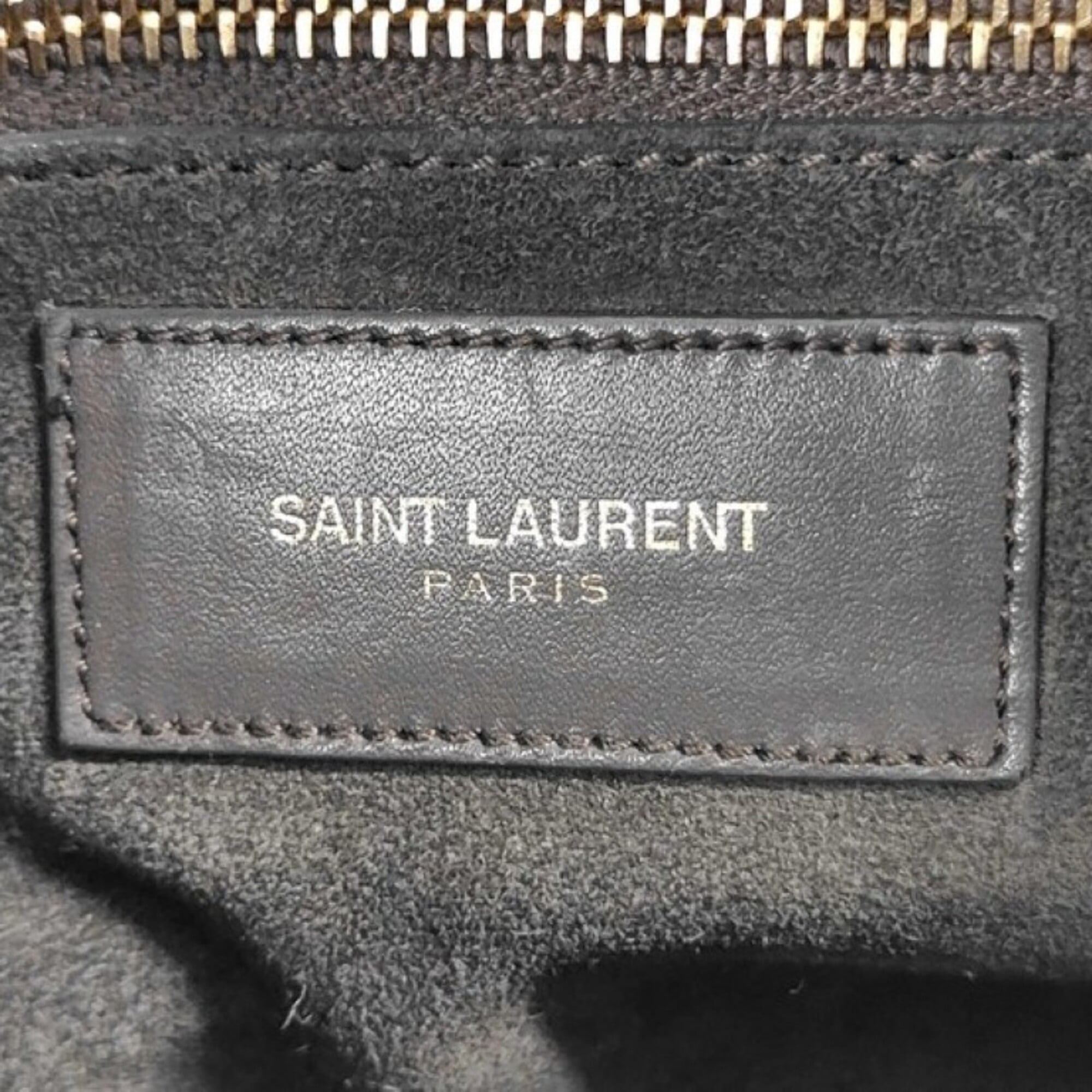 Yves Saint Laurent Gray Leather Boston Bag Handbag Shoulder Bag (Pre-Owned)