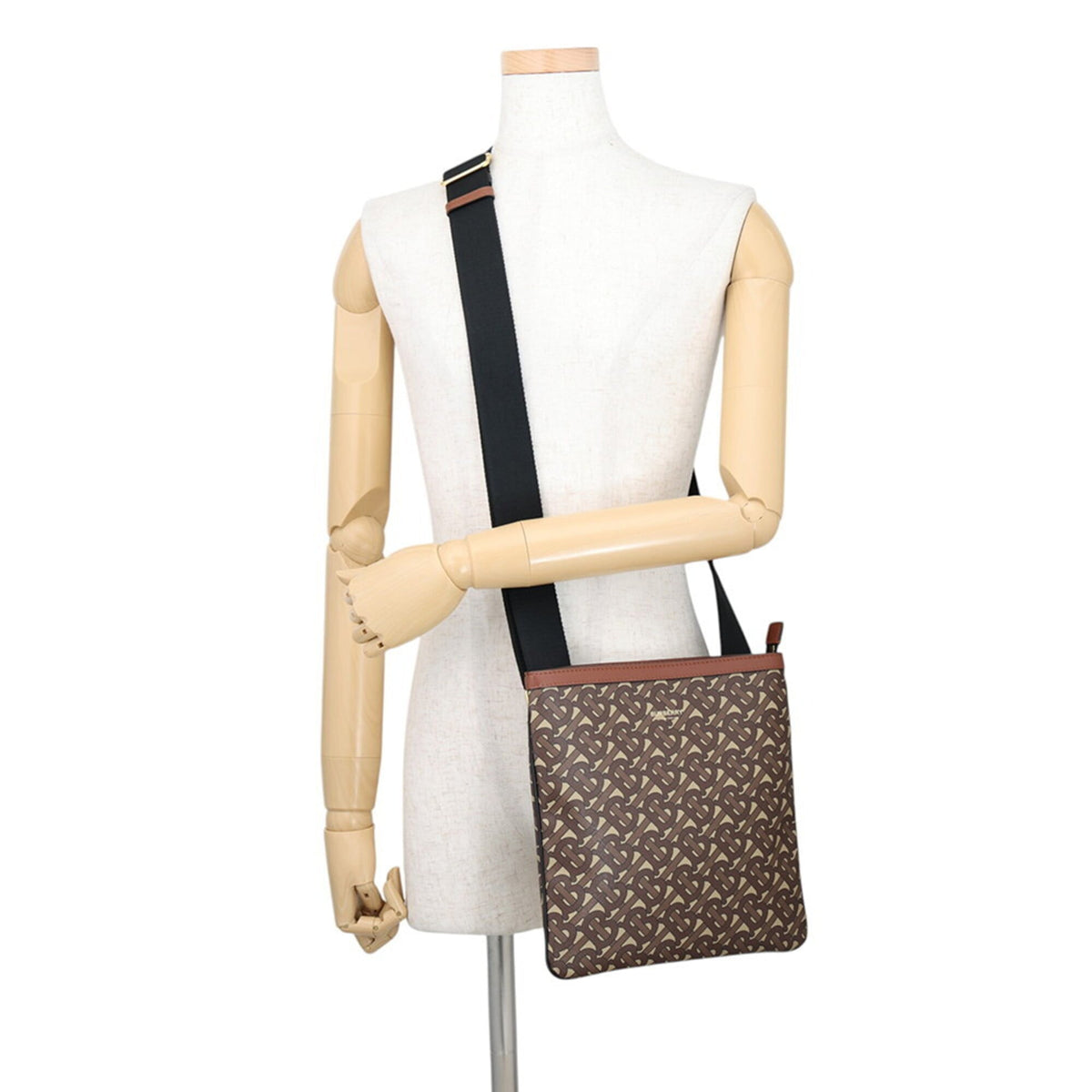 Burberry Beige Black Brown Pvc Leather Shoulder Bag (Pre-Owned)