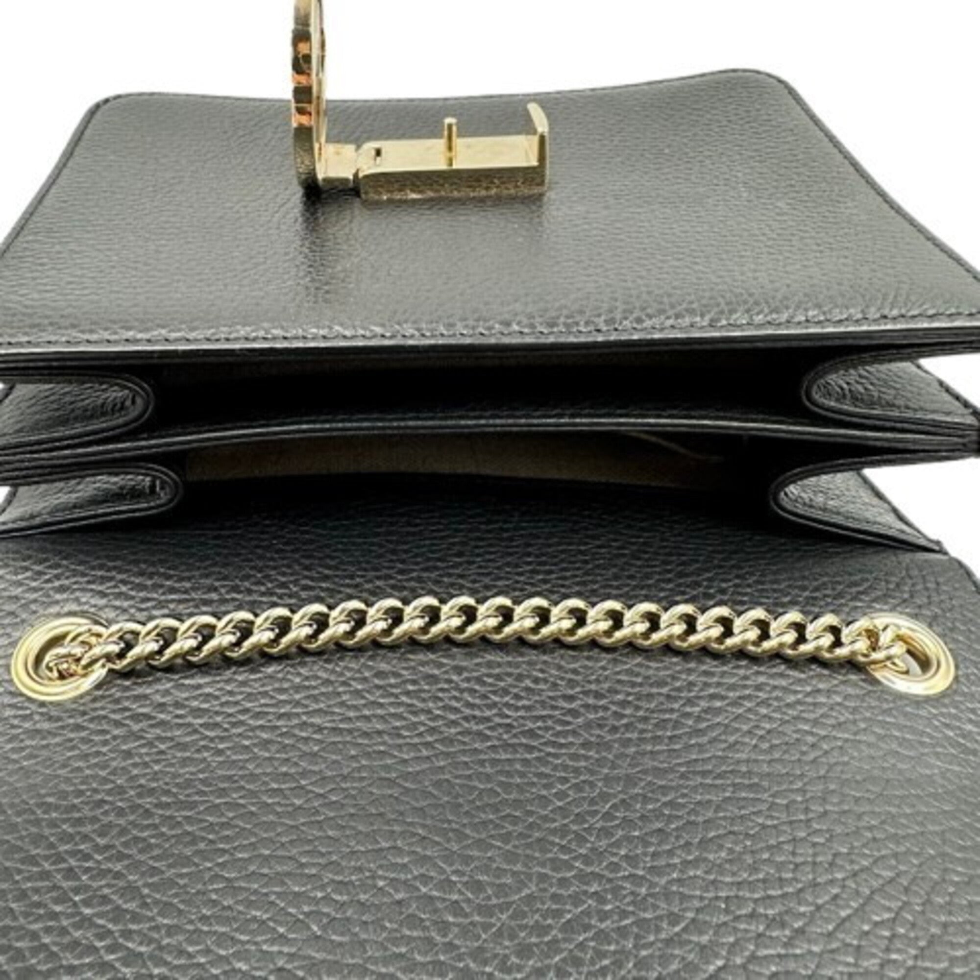 Gucci Gg Marmont Black Leather Shoulder Bag (Pre-Owned)