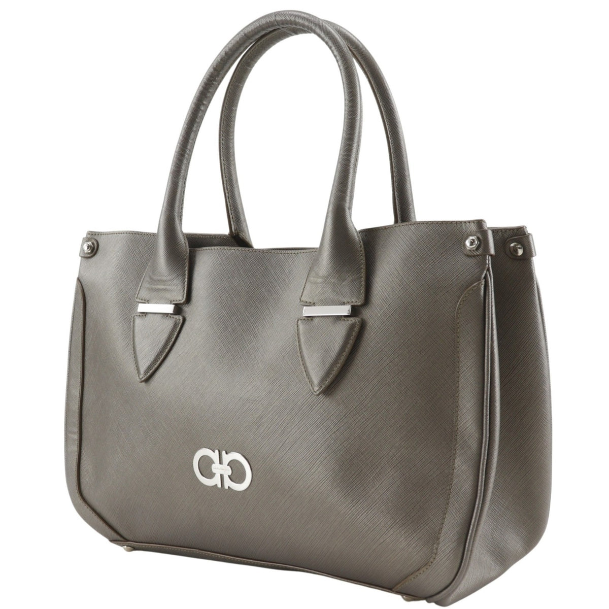 Salvatore Ferragamo Gray Leather Tote Bag (Pre-Owned)