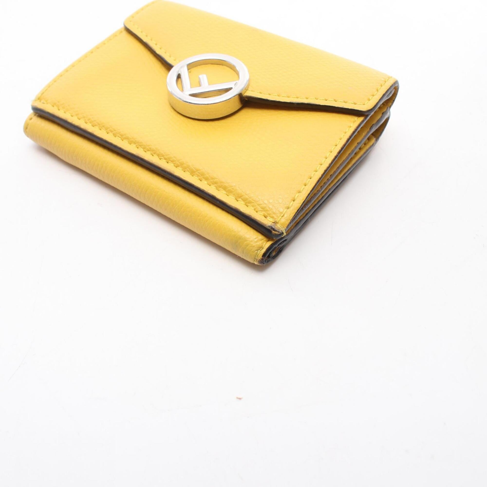 Fendi Yellow Leather Wallet (Tri-Fold) (Pre-Owned)
