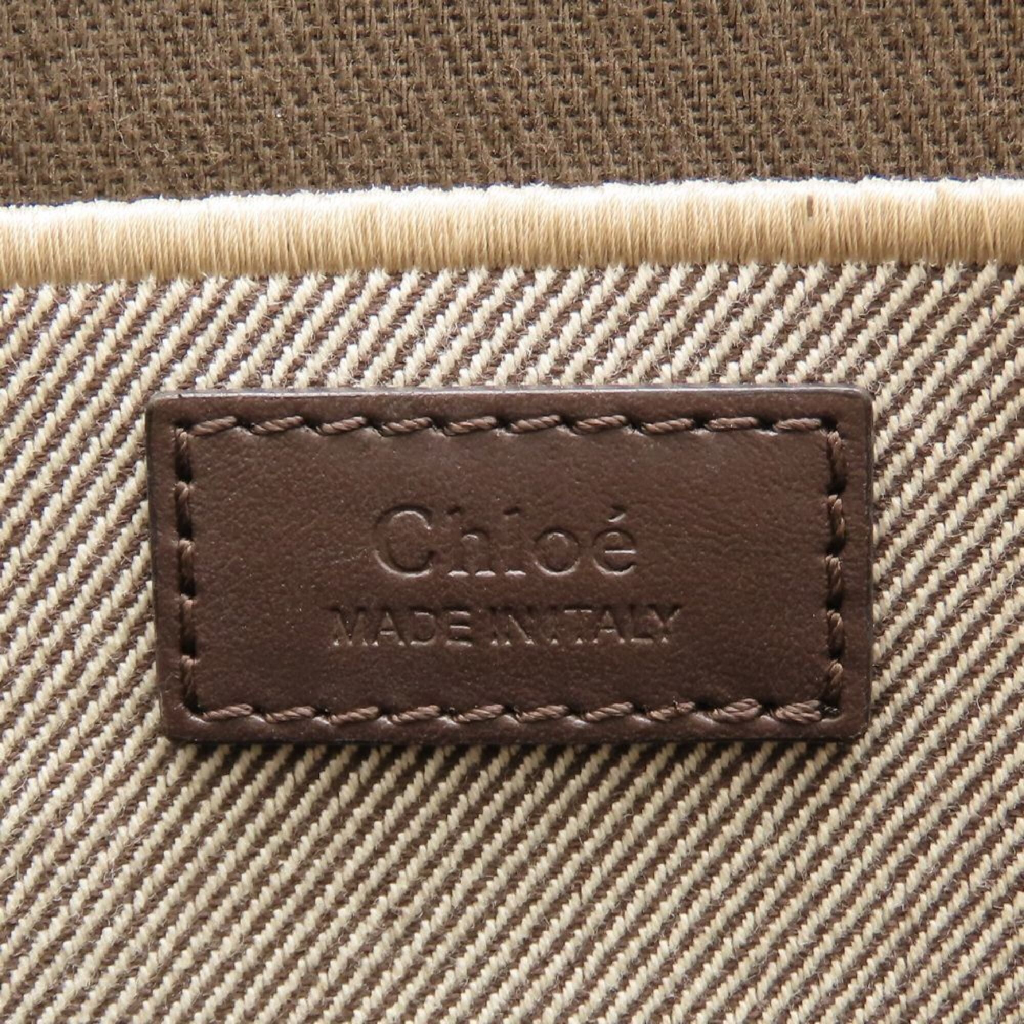 Chloé Brown Coal Canvas Leather Tote Bag (Pre-Owned)