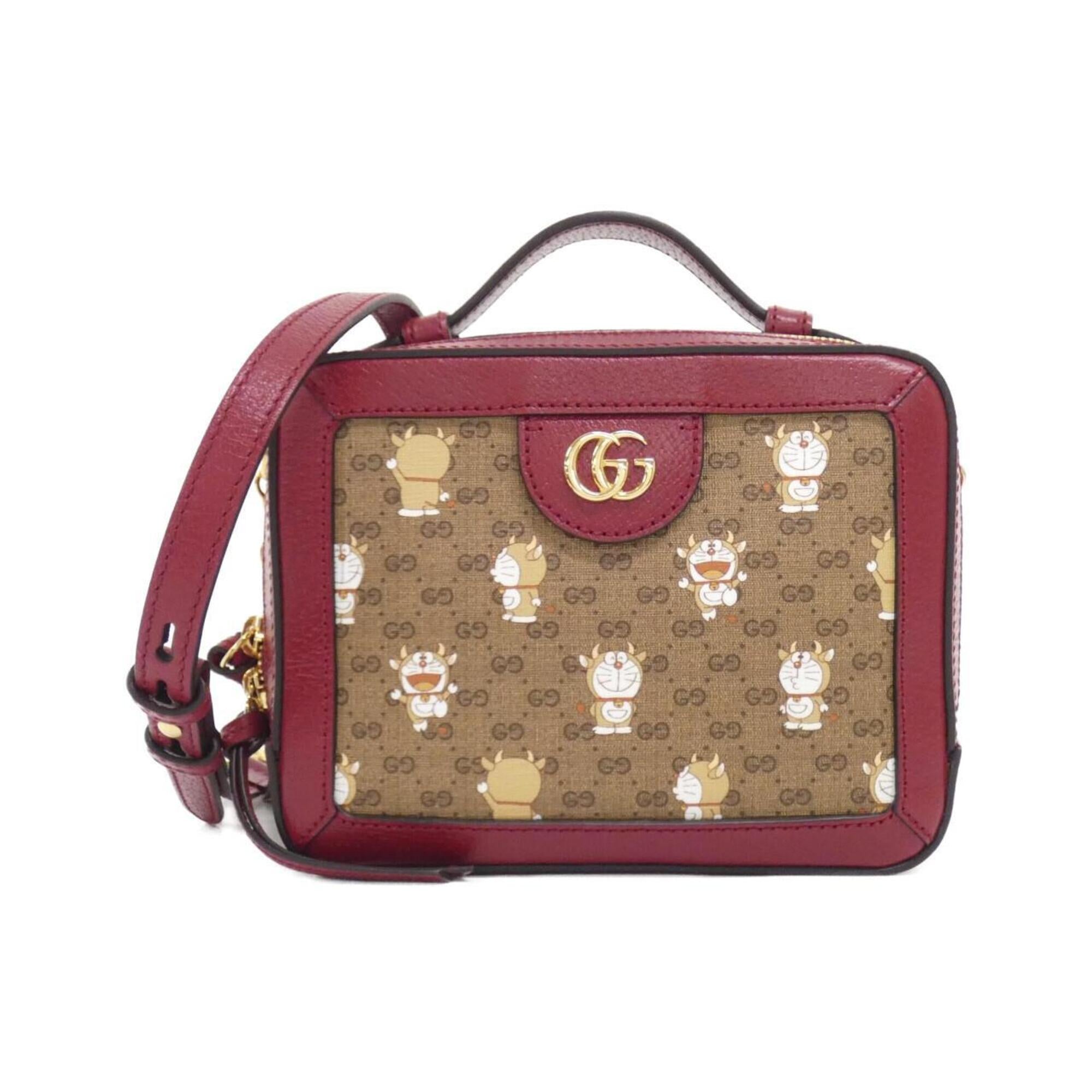 Gucci Beige Cherry Red Gg Supreme Leather Shoulder Bag (Pre-Owned)