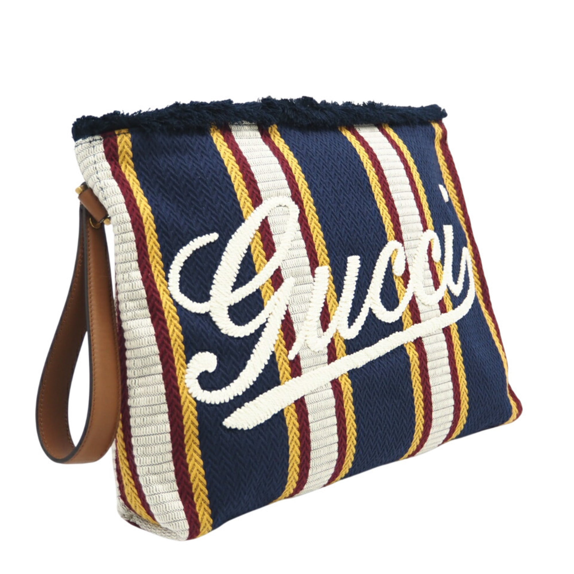 Gucci Multi-Color Navy Canvas Clutch Bag Pouch (Pre-Owned)