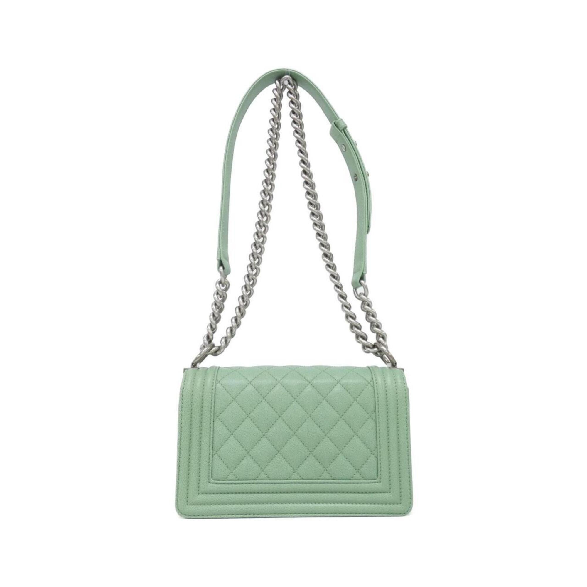 Chanel Green Grained Calfskin Shoulder Bag (Pre-Owned)