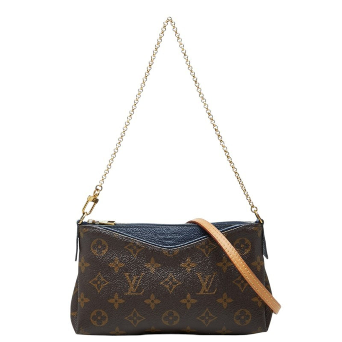 Louis Vuitton Brown Navy Navy Blue Pvc Leather Handbag Pouch Shoulder Bag (Pre-Owned)