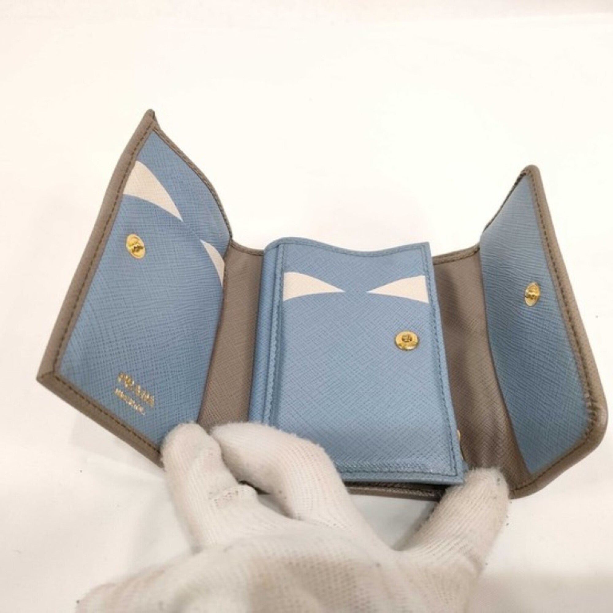 Prada Grayish Saffiano Metal Wallet (Tri-Fold) (Pre-Owned)