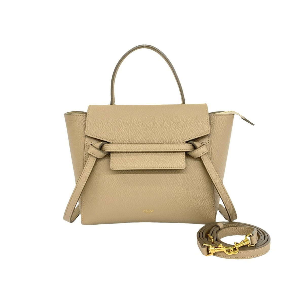 Celine Beige Leather Handbag Shoulder Bag Tote Bag (Pre-Owned)