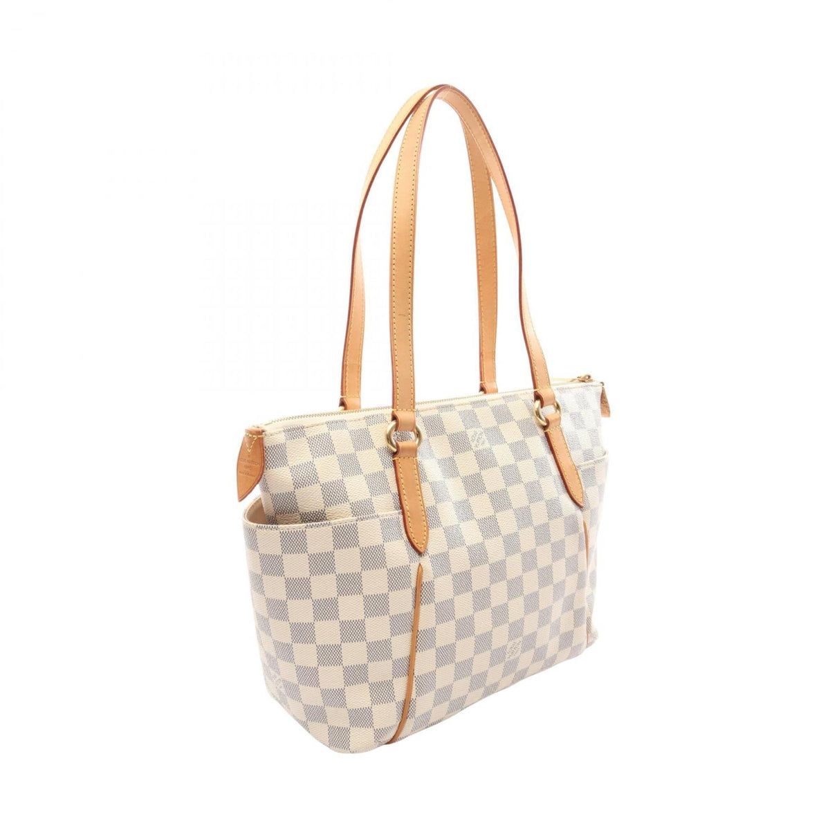 Louis Vuitton White Coated Canvas Pvc Damier Azur Leather Handbag Tote Bag (Pre-Owned)
