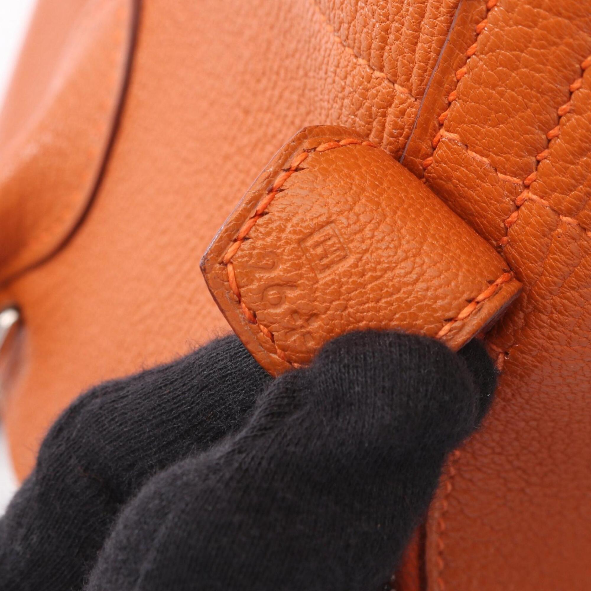 Hermes Orange Leather Chevre Leather Handbag (Pre-Owned)