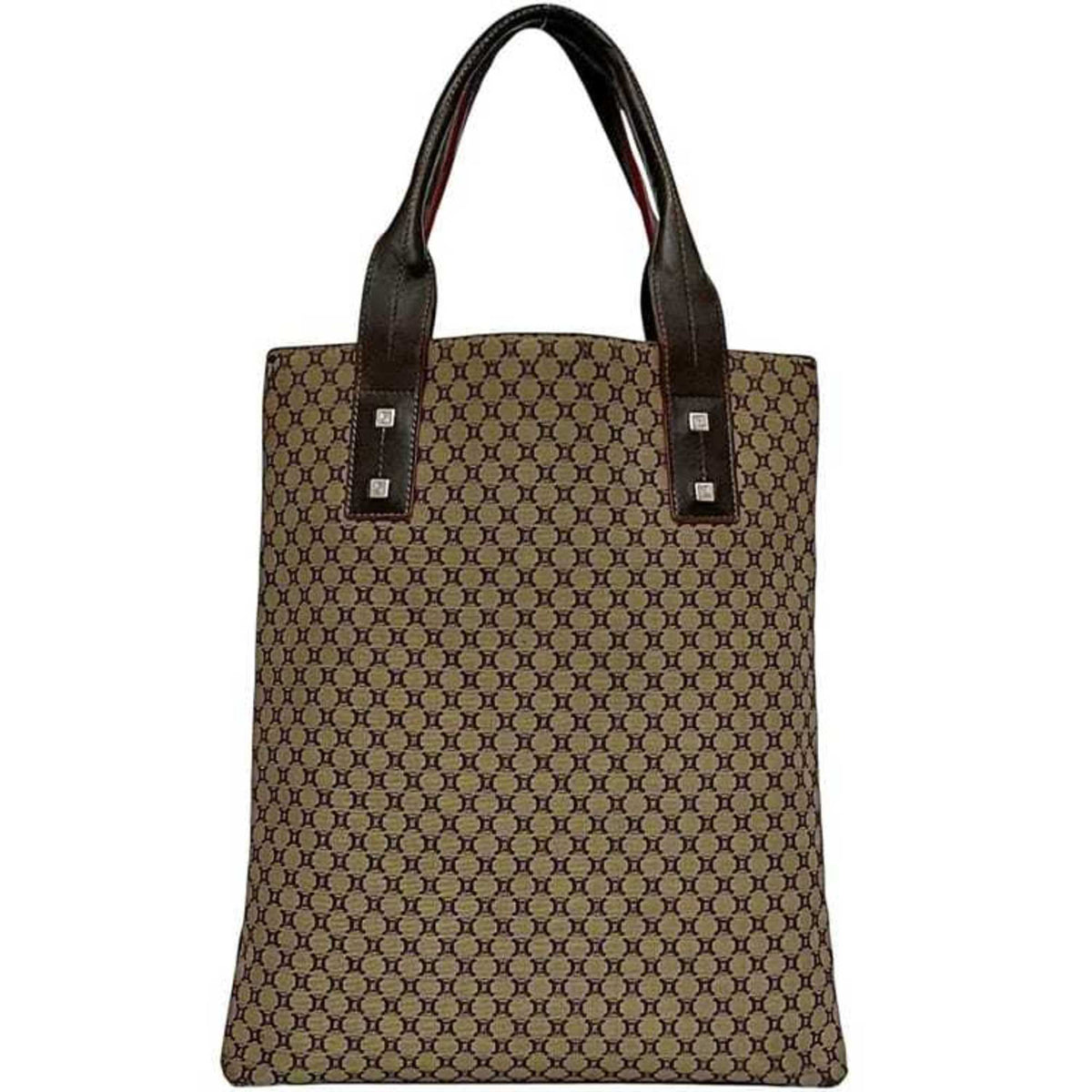 Celine Beige Brown Nylon Leather Tote Bag (Pre-Owned)