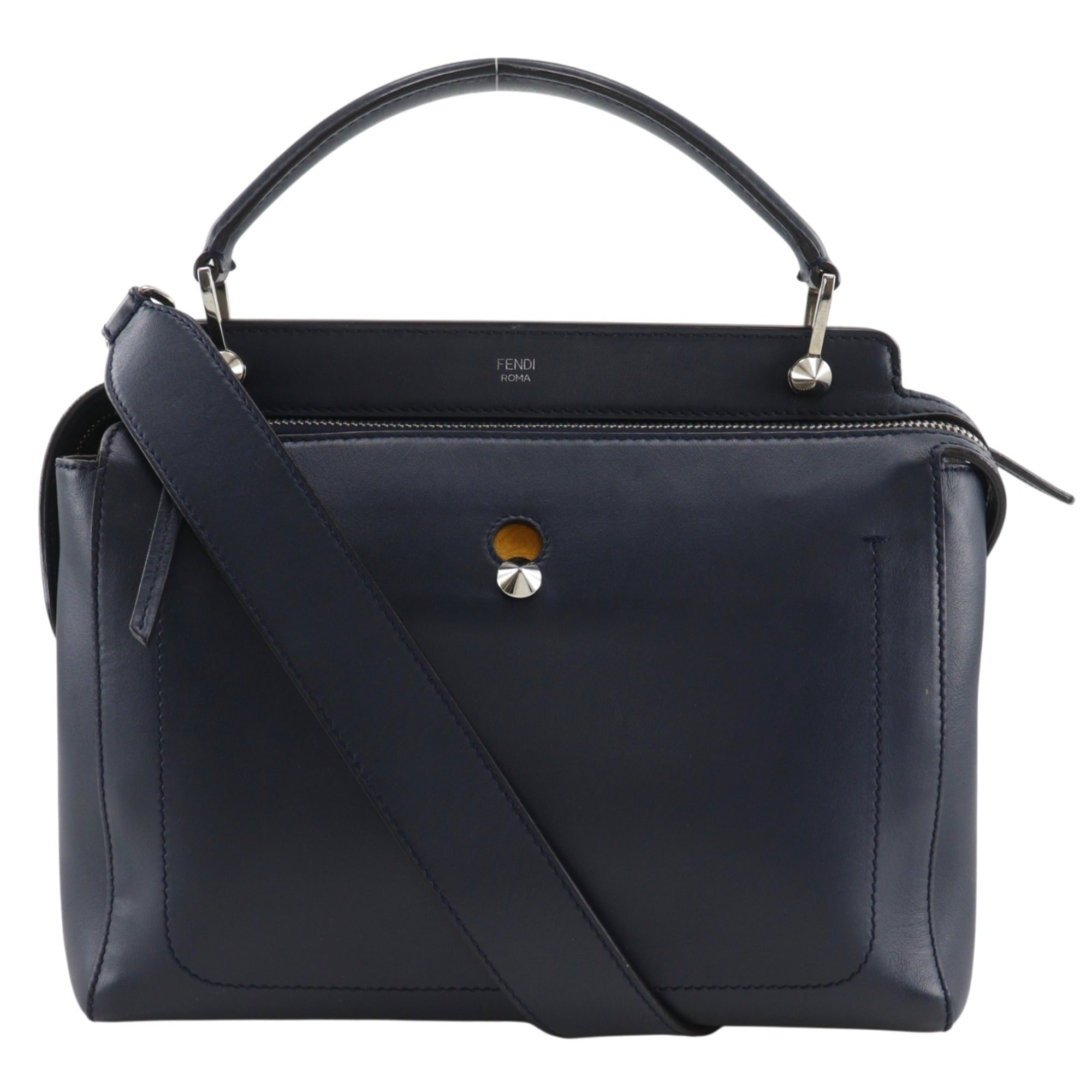 Fendi Navy Leather Handbag (Pre-Owned)