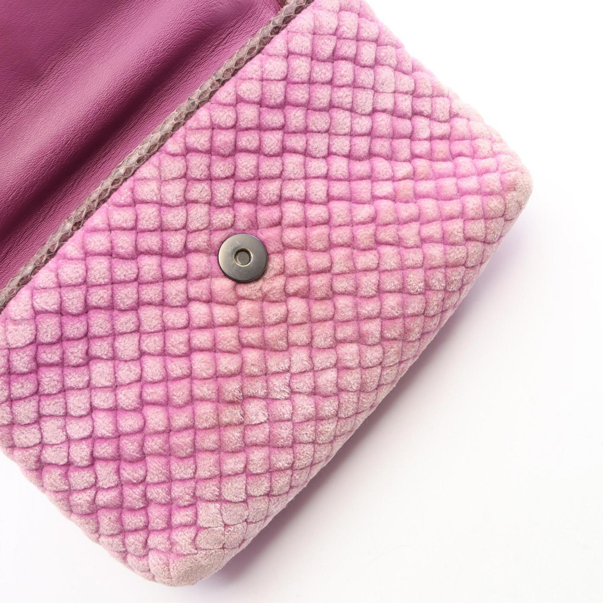 Bottega Veneta Purple Fabric Leather Handbag Shoulder Bag (Pre-Owned)