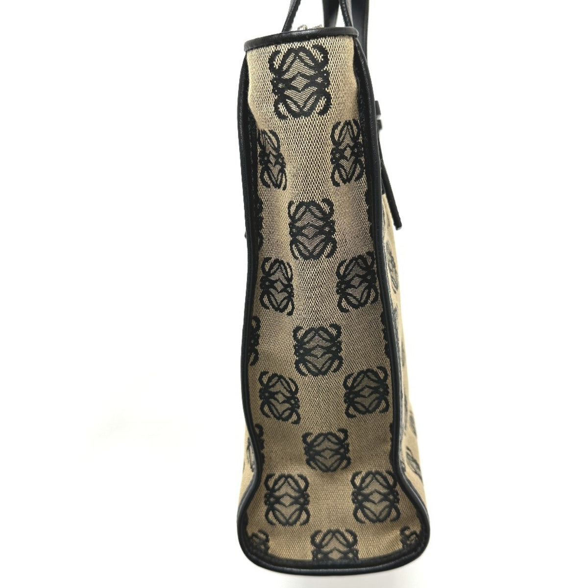 Loewe Beige Black Canvas Handbag Tote Bag (Pre-Owned)