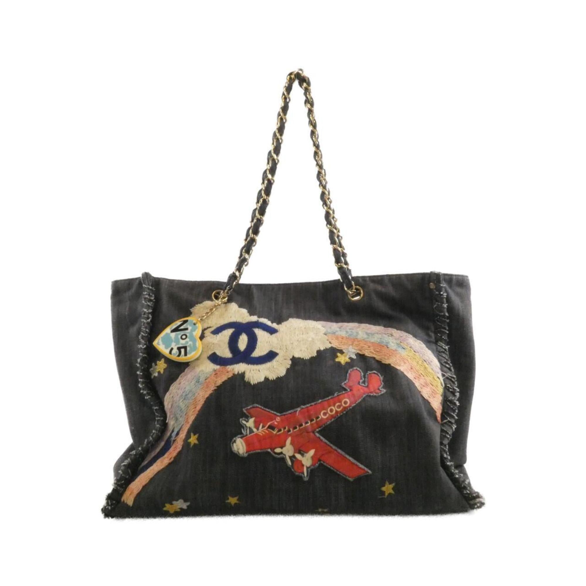 Chanel Blue Red Color Denim Handbag (Pre-Owned)