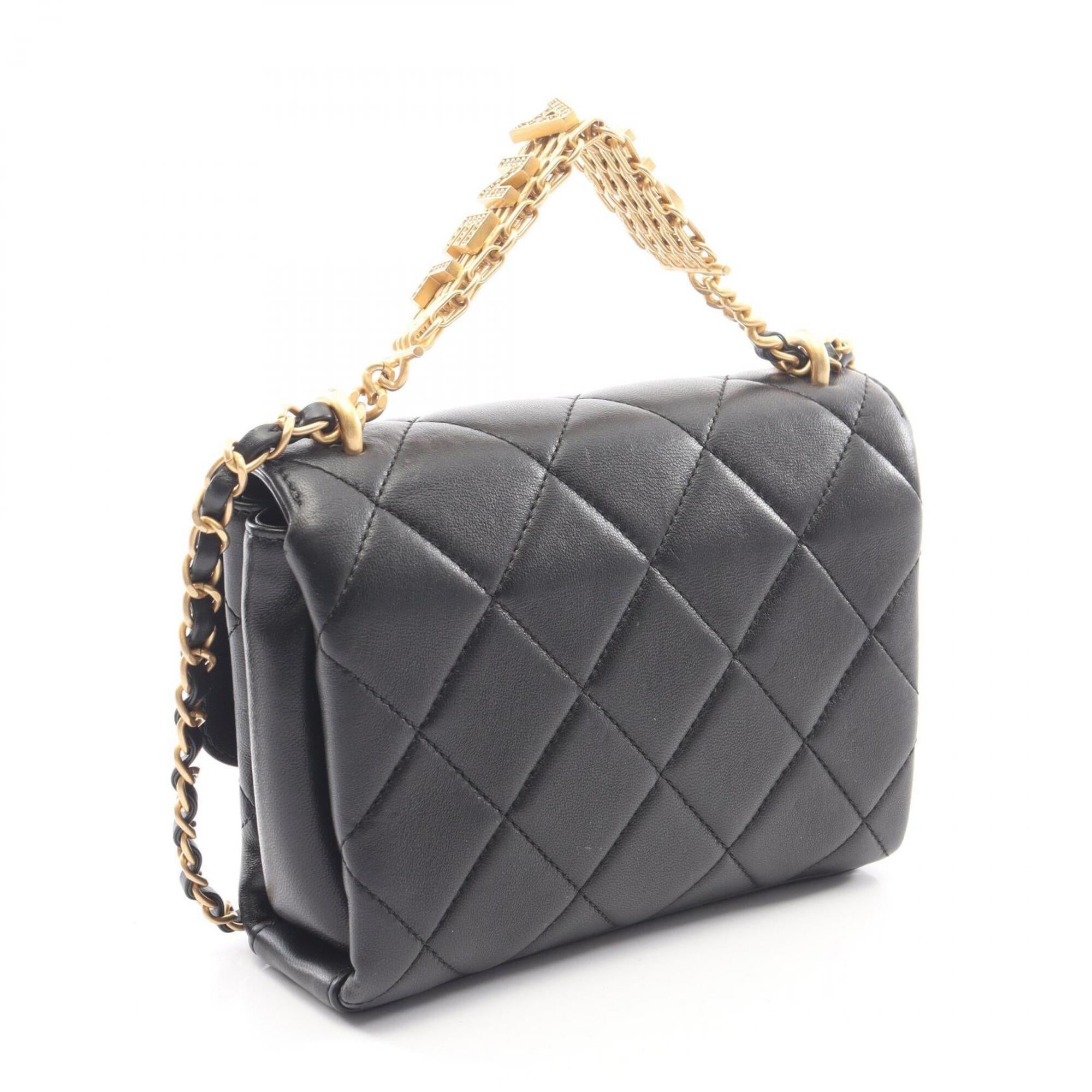 Chanel Black Leather Handbag Shoulder Bag (Pre-Owned)