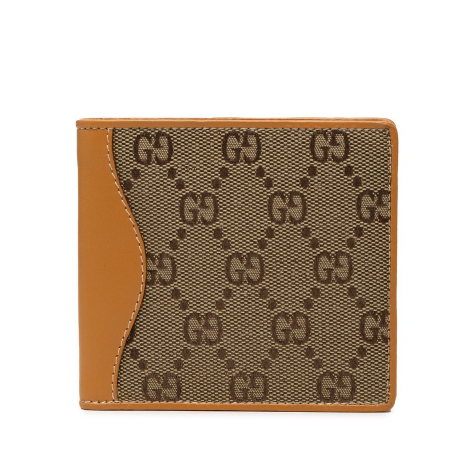 Gucci Beige Brown Gg Canvas Leather Wallet (Bi-Fold) (Pre-Owned)