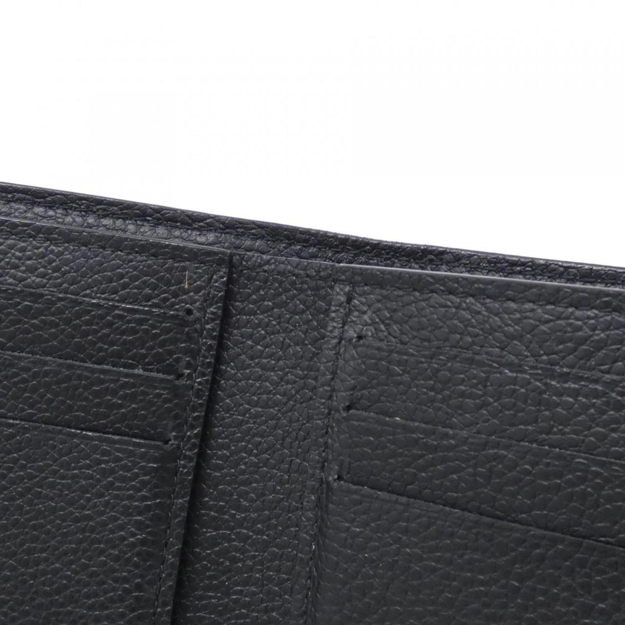 Louis Vuitton Black Leather Wallet (Tri-Fold) (Pre-Owned)