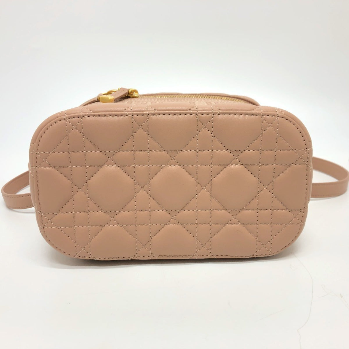 Christian Dior Cannage/Lady Dior Pink Canvas Leather Handbag Vanity Bag (Pre-Owned)