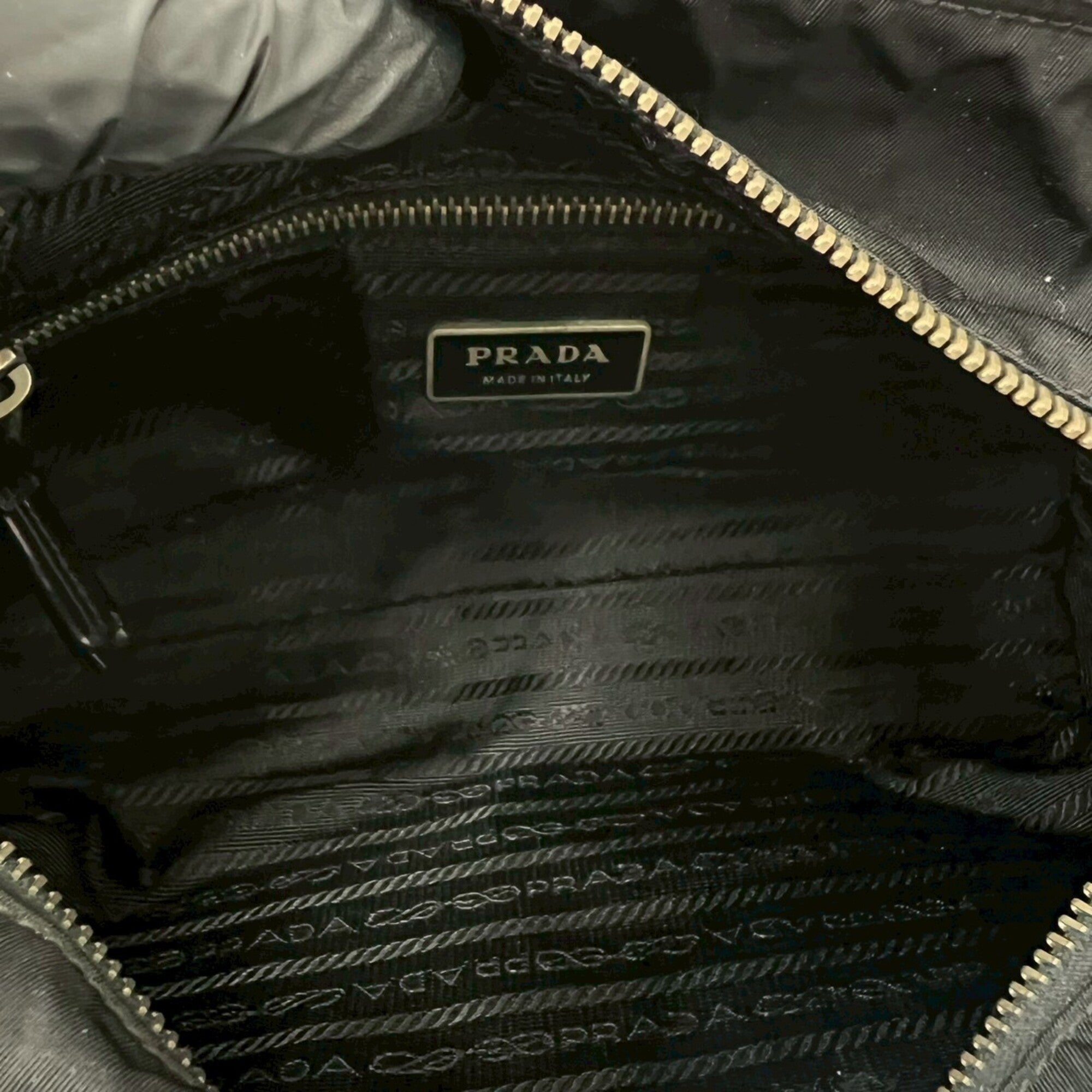 Prada Black Nylon Leather Handbag Shoulder Bag Tote Bag (Pre-Owned)