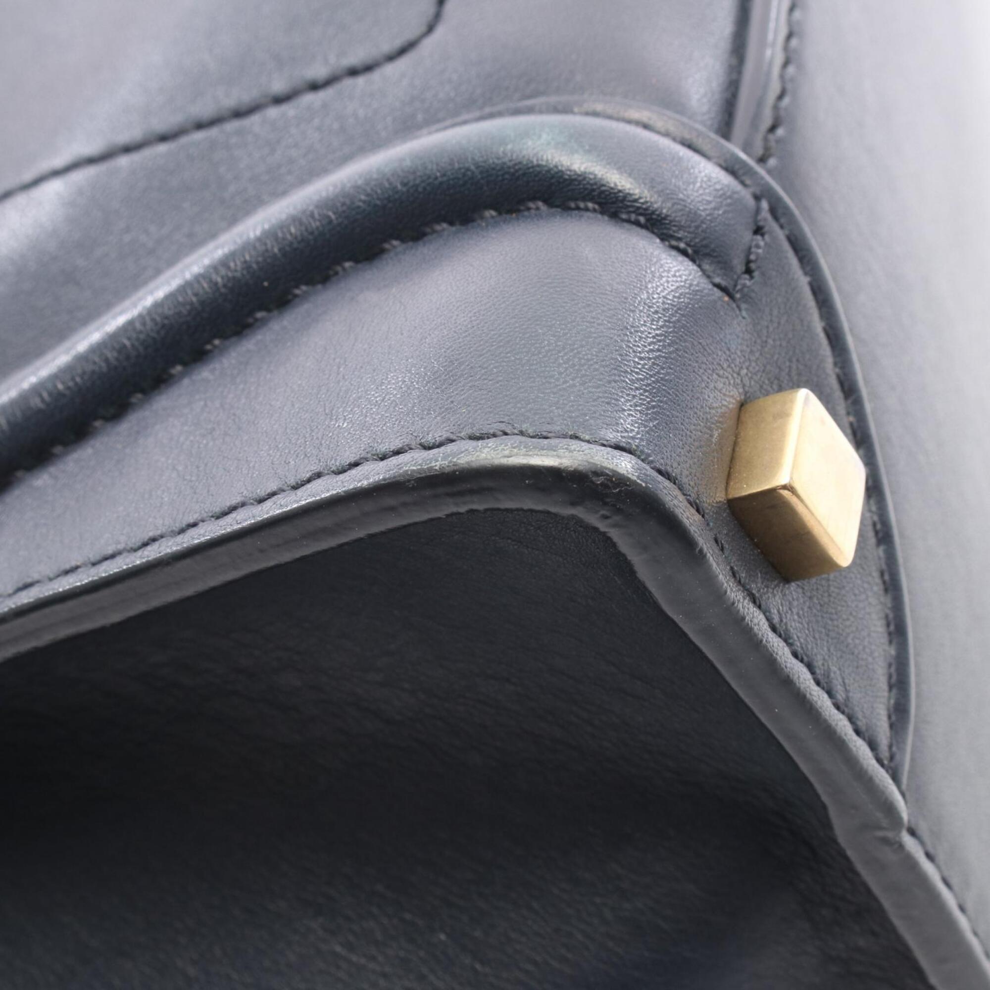 Celine Navy Leather Handbag Tote Bag (Pre-Owned)
