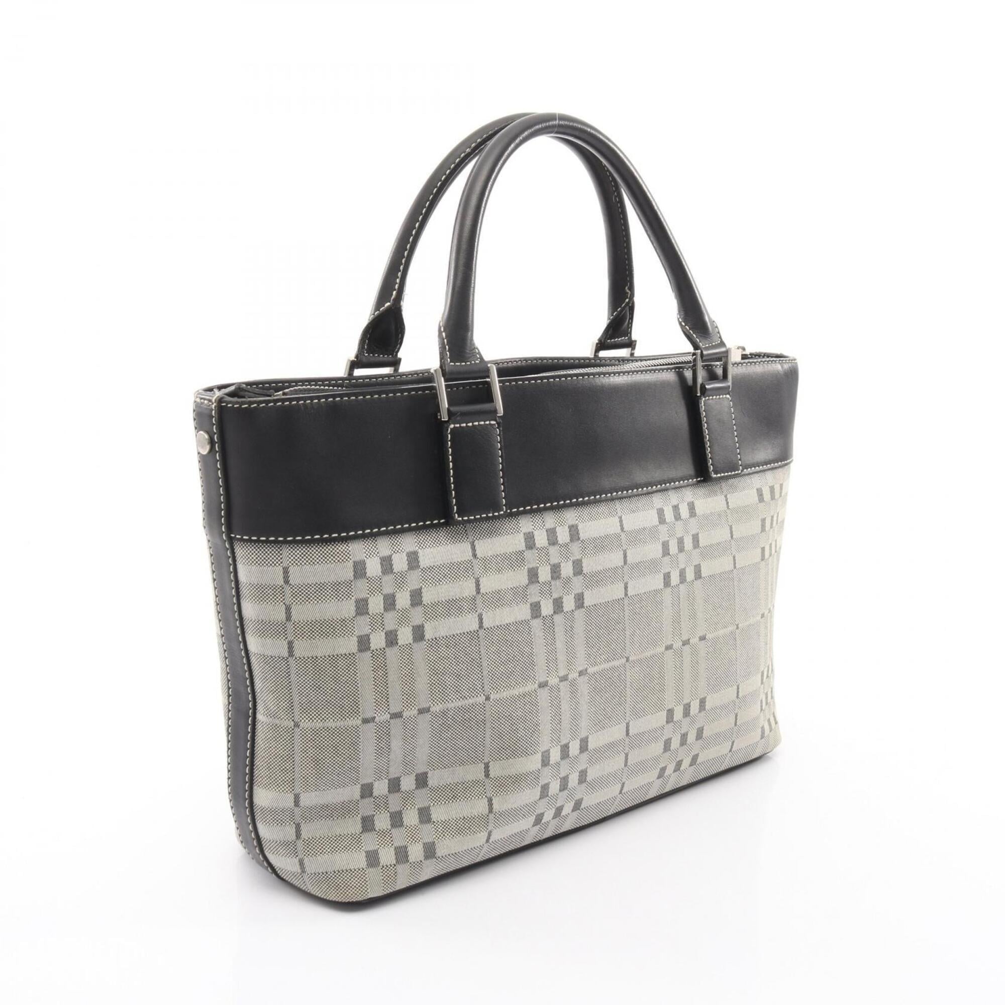 Burberry Black Ivory Canvas Leather Handbag (Pre-Owned)