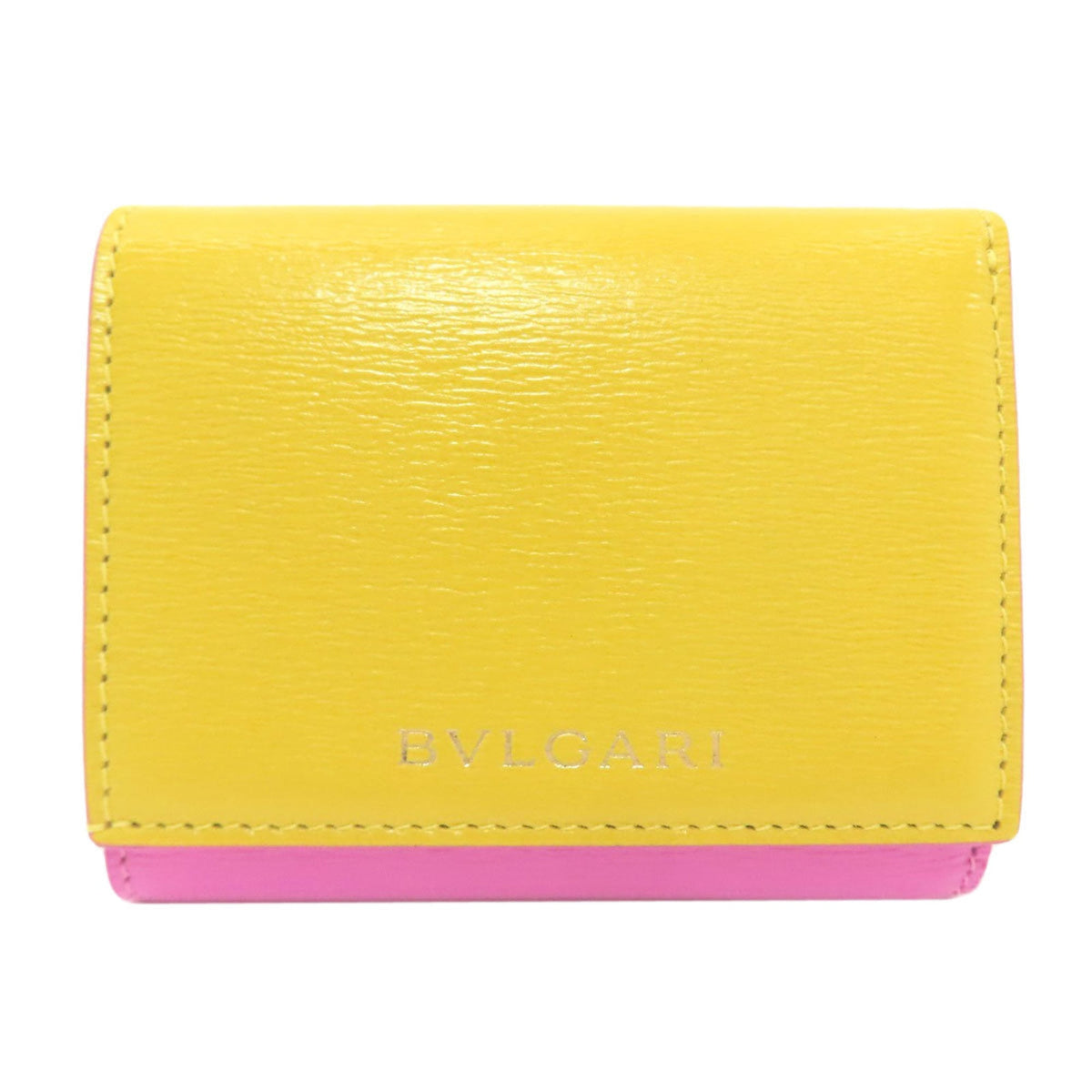 Bvlgari Pink Yellow Leather Wallet (Bi-Fold) (Pre-Owned)