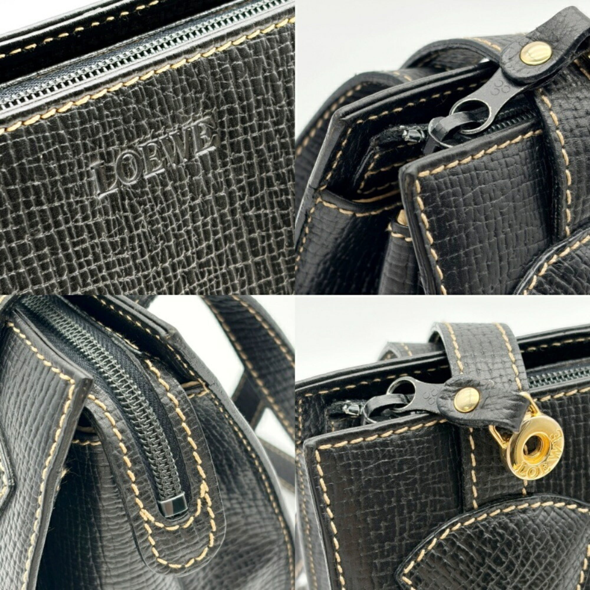 Loewe Barcelona Black Leather Shoulder Bag (Pre-Owned)