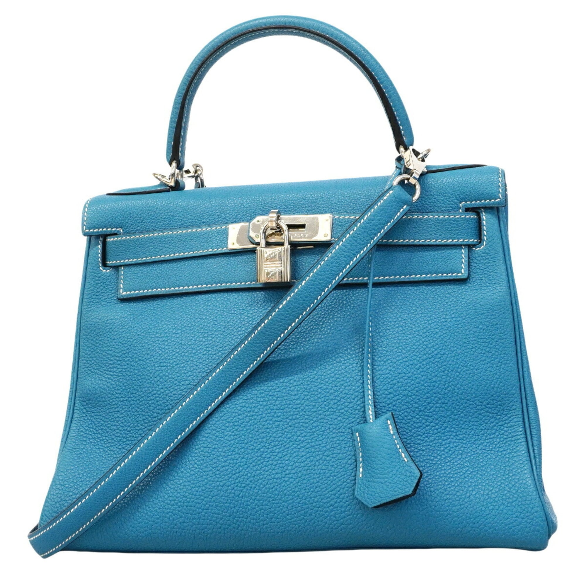 Hermes Blue Jean Togo Leather Handbag (Pre-Owned)