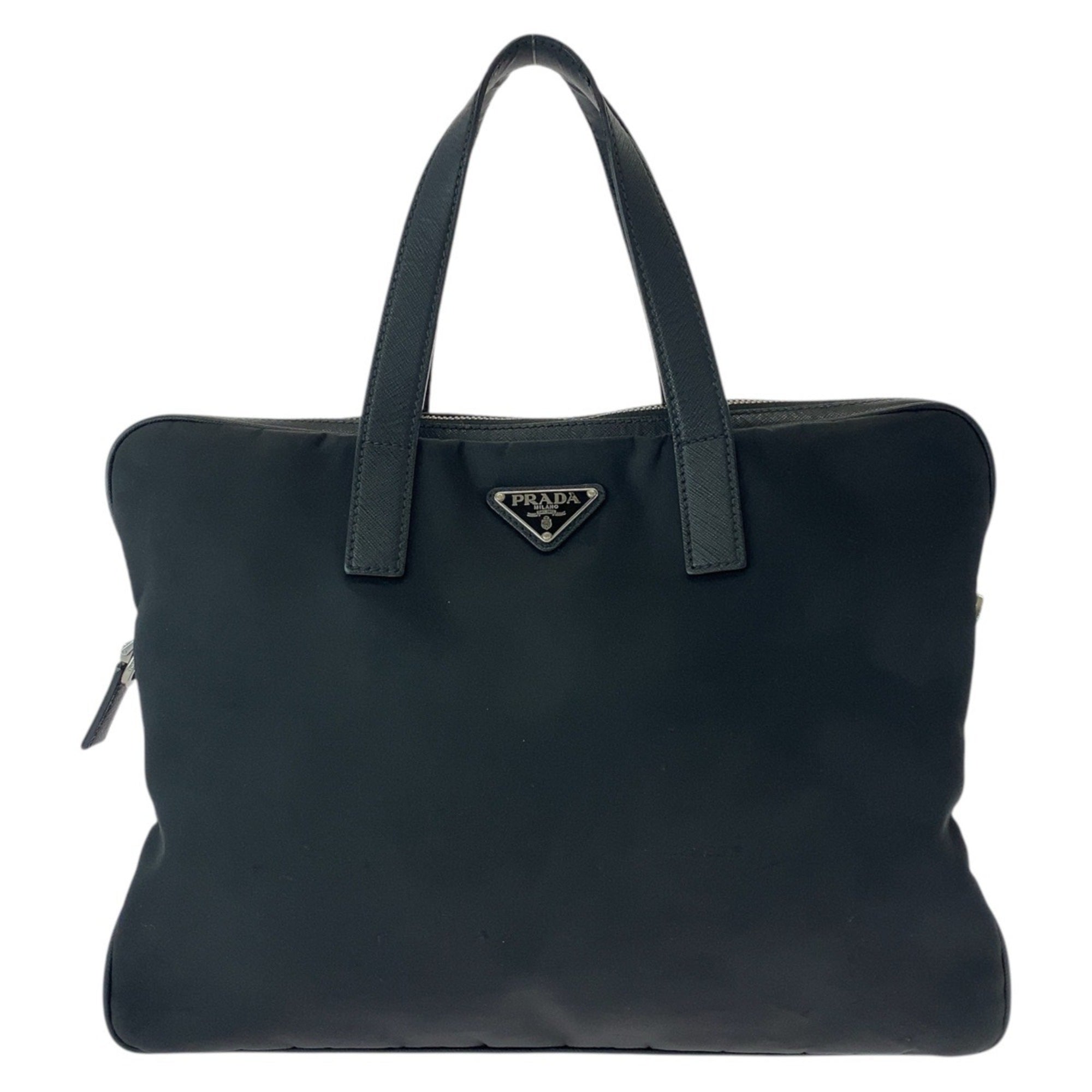 Prada Black Nylon Leather Briefcase (Pre-Owned)