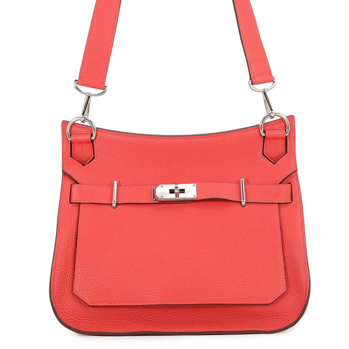 Hermes Red Color Taurillon Clemence Leather Handbag (Pre-Owned)
