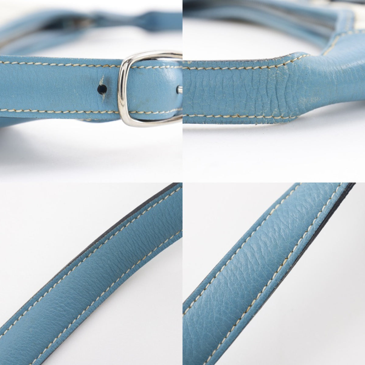 Hermes Trim Blue Natural Toile H Shoulder Bag (Pre-Owned)
