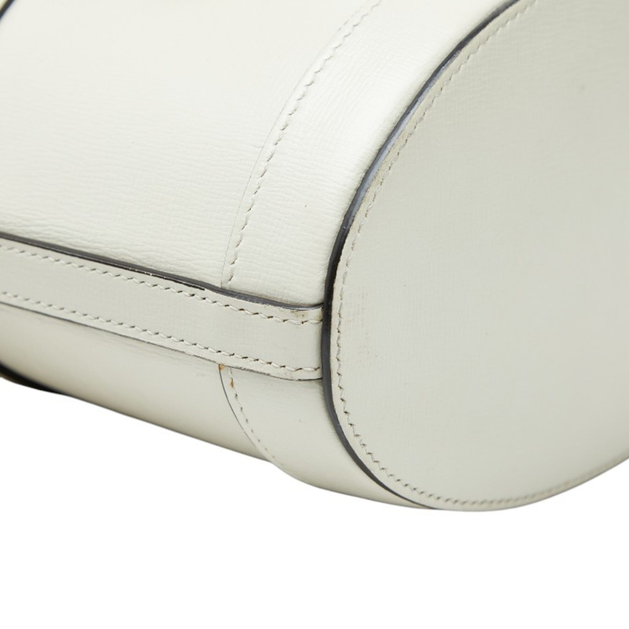 Gucci Beige White Canvas Leather Shoulder Bag (Pre-Owned)