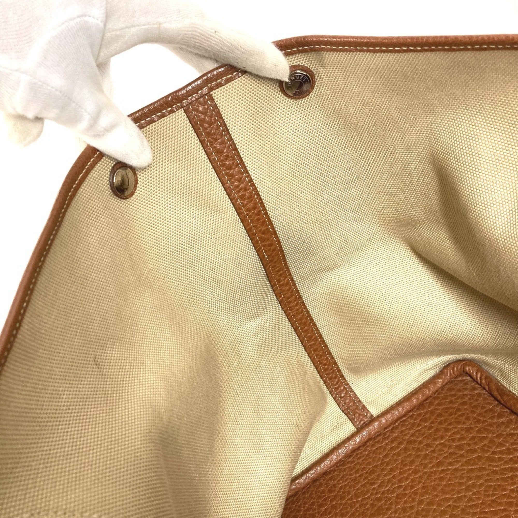 Hermes Beige Toile So H Boston Bag Shoulder Bag Tote Bag (Pre-Owned)