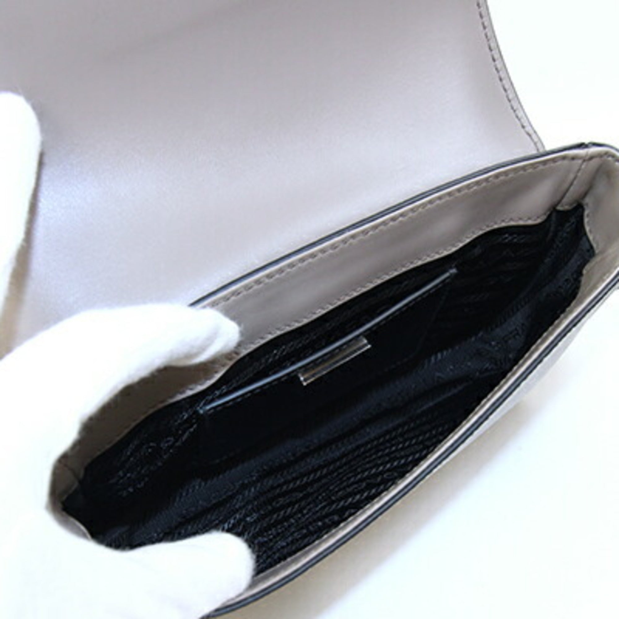 Prada Grayish Saffiano Shoulder Bag (Pre-Owned)