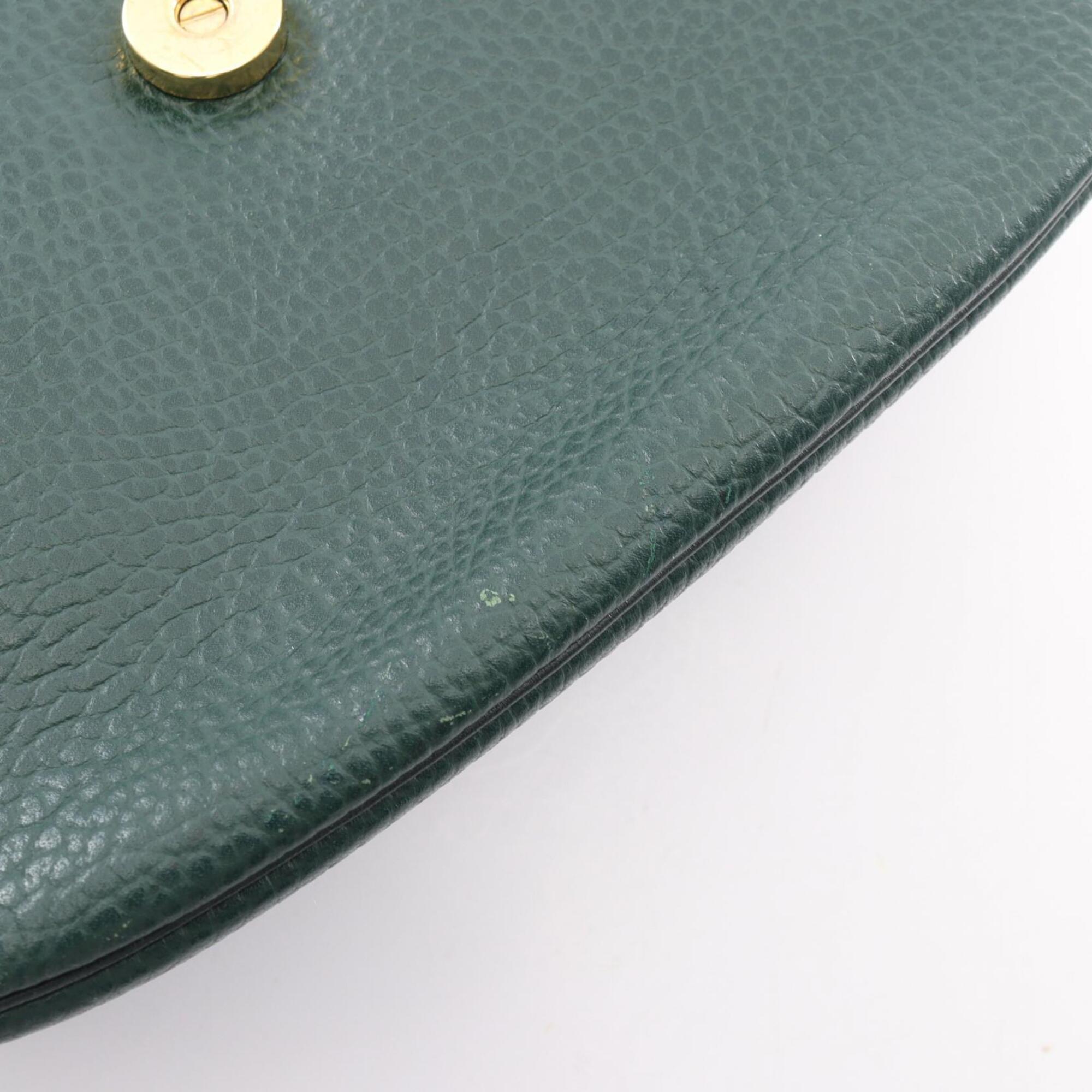 Christian Dior Green Leather Handbag Shoulder Bag (Pre-Owned)