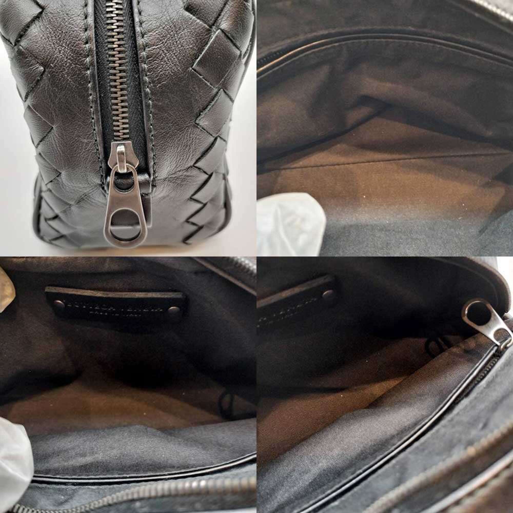 Bottega Veneta Intrecciato Black Leather Pouch (Pre-Owned)