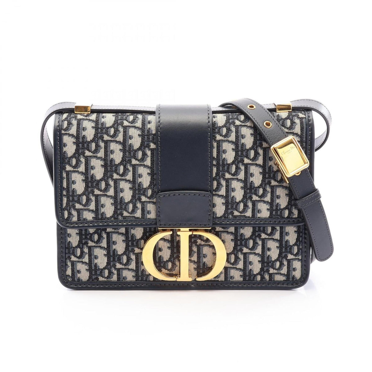 Christian Dior Beige Navy Canvas Leather Handbag Shoulder Bag (Pre-Owned)