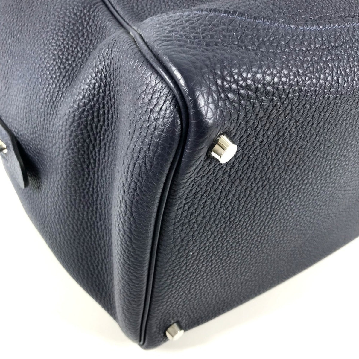 Hermes Navy Togo Leather Boston Bag Handbag Shoulder Bag (Pre-Owned)